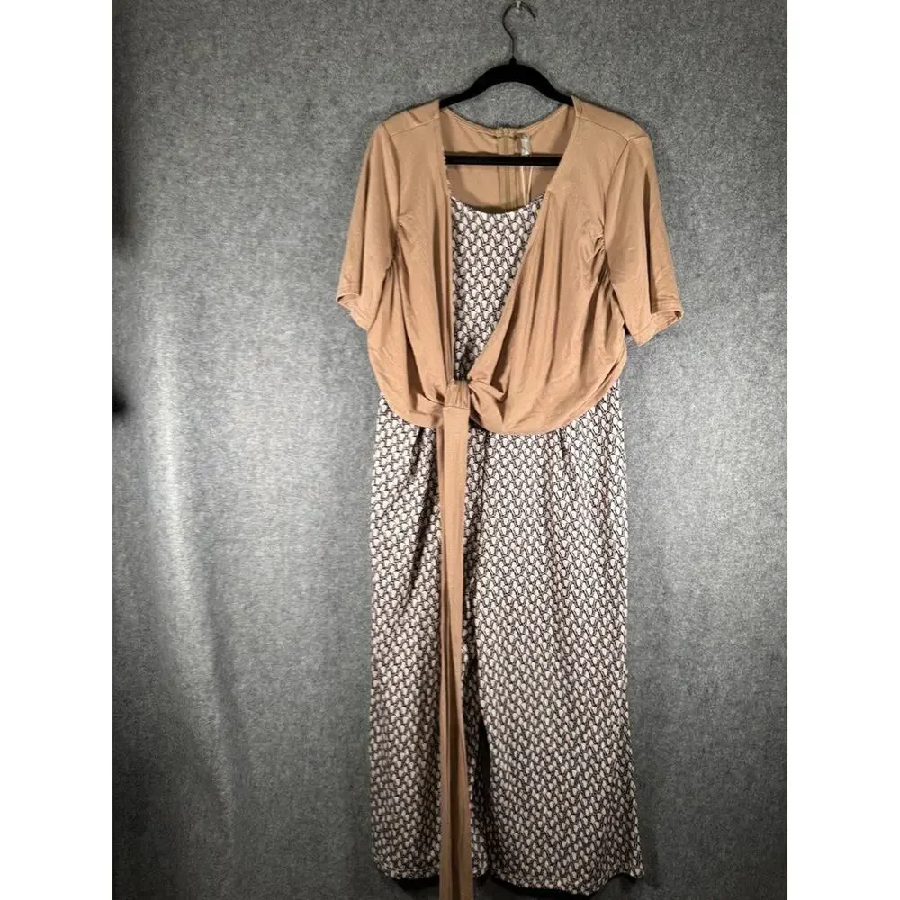 Noracora Jumpsuit Women Medium Brown Relax Stretch‎ Mature Neutral Vacation NWT